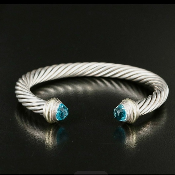 David Yurman Classic Cable Bracelet with Blue Topaz - Picture 1 of 12